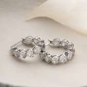 Vaoov 925 Ayar Gümüş Sırataşlı Halka Küpe thumbnail 4