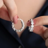 Vaoov 925 Ayar Gümüş Sırataşlı Halka Küpe thumbnail 3