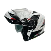 Sway Xbyc 917 Fusıon Full Face Çene Açılır Motosiklet Kaskı L Beden White Black - 3