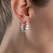 Vaoov 925 Ayar Gümüş Sırataşlı Halka Küpe thumbnail 5