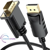 Display Port To VGA Kablo Display VGA Dp To VGA 1.8m Displayport Erkek VGA Erkek Kablo 1.8 Metre Çevirici Dönüştürücü thumbnail 3