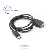 Display Port To VGA Kablo Display VGA Dp To VGA 1.8m Displayport Erkek VGA Erkek Kablo 1.8 Metre Çevirici Dönüştürücü thumbnail 1