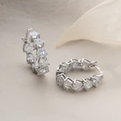 Vaoov 925 Ayar Gümüş Sırataşlı Halka Küpe thumbnail 2