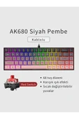 Coverzone 65% Kablolu Hotswap Mekanik Oyun Klavyesi,68 Tuşlu Anti-Ghosting AJAZZ AK680 Pembe | Red Switch thumbnail 1