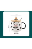 Coverzone İnek Tasarımlı Kapaklı Kaşıklı Seramik Dekoratif Hediyelik Kupa Mug - 2