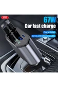 Xo CC62 Araç Hızlı Şarj Cihazı,104W,Type-C 65W Hızlı Şarj,Lightning Kablo,Type-C-Usb Giriş,Siyah thumbnail 5