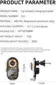 Coverzone Kablosuz Araç İçi Cep Telefonu Şarj 2in1 Telefon Tutucu ve Şarj Araç 4.7-7.2 inç Uyumlu C12 thumbnail 6