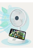 Coverzone Yüksekliği Ayarlanabilir 31cm - 37 cm Mini Fan Şarjlı Telefon Tutuculu 3 Kademeli Vantilatör FS-21 thumbnail 3