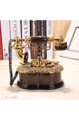 Coverzone Retro Telefon Görünümlü Kurmalı Müzik Kutusu Çekmeceli Eski Model Phone Hediyelik TRM-77 - 2