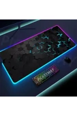 Coverzone Oyuncu RGB Mousepad ve Klavye Pad Kırmızı Altıgen Desenli Red Hex Tasarım Işıklı 70cm x 30cm thumbnail 2