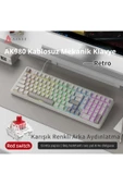 Coverzone Kablolu Mekanik Oyun Klavyesi-Rainbow Aydınlatma-Hot Swap Ajazz AK980 Krem Red Switch thumbnail 2