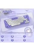 Coverzone Ajazz Ak680 65% Kablolu Hotswap Mekanik Oyun Klavyesi, 68 Tuşlu Anti-ghosting Mor Beyaz, Blue Switch thumbnail 2