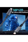 Coverzone 40Gbps 240W 4.0 Thunderbolt Type-C to Type-C Şarj, Data 8K 60Hz Görüntü Aktarım Kablo 2 Metre CZ855 thumbnail 2