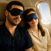 Ipek Saten Göz Bandı ,uyku Bandı, Yoga Göz Bandı,2li Set - 1