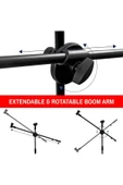 Coverzone 2in1 Mikrofon Stant Katlanabilir Açısı Ayarlanabilir 180cm Maksimum Uzunluk Model 103 - 3