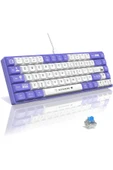 Coverzone Ajazz Ak680 65% Kablolu Hotswap Mekanik Oyun Klavyesi, 68 Tuşlu Anti-ghosting Mor Beyaz, Blue Switch thumbnail 1