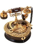 Coverzone Retro Telefon Görünümlü Kurmalı Müzik Kutusu Çekmeceli Eski Model Phone Hediyelik TRM-77 - 1