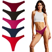 Yohannes Club, Kadın Pamuklu Basic Tanga Külot, 5'li Paket, thumbnail 1