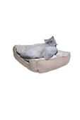 Ber vet pet Yumuşak Ve Yıkanabilir Kedi Ve Köpek Yatağı –lüx, Rahat Ve Şık Tasarım 50*50cm Renk Camel - 2