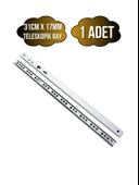 Teleskobik 17MM Çekmece Rayı Gömme Bilyeli İnce Ray(17MM)(TAKIM)(KROM) 31cm 31cm - 1 ADET - 1