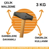 Beylini 3-5kg Balyoz Başlığı Çelik Uçlu Yassı Çift Taraflı Kullanım Profesyonel Yıkım İnşaat Şantiye Sanayi - 4