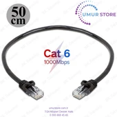 Yüksek Hızlı Fabrikasyon Cat6 Ethernet Internet Lan Ağ Network Patch Kablo Siyah - 50CM - 2