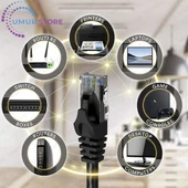 Yüksek Hızlı Fabrikasyon Cat6 Ethernet Internet Lan Ağ Network Patch Kablo Siyah - 50CM - 3