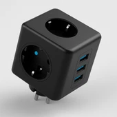 3 Prizli 2 USB + 1 Type-C Çocuk Termal Kısa Devre Akım Korumalı Topraklı Golyat Grup Şarj Fiş Priz thumbnail 1