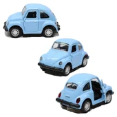 1967 Volkswagen Beetle Çek Bırak Metal Oyuncak Araba 9 cm Mavi - 1