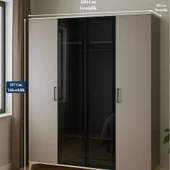 Deniz 4 Kapaklı Çekmeceli Genç Odası Dolabı | MDF | REHAU Kaplama Kapaklar | Antireflekte Camlar thumbnail 2