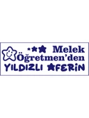 Öğretmen Kaşesi - Yıldızlı Aferin, 912 (51mmX19mm) Mavi Keçeli Otomatik Kaşe - 2