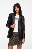 Pull & Bear Oversize Suni Deri Blazer Ceket - 1