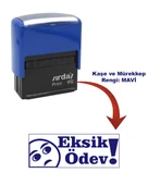 Öğretmen Kaşesi - Eksik Ödev, 912 (51mmX19mm) Mavi Keçeli Otomatik Kaşe - 1