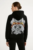Metallica İki İplik Kapüşonlu Ön ve Arka Baskılı hoodie - Siyah thumbnail 4