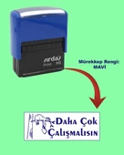 Öğretmen Kaşesi - Daha Çok Çalışmalısın, 912 (51mmX19mm) Mavi Keçeli Otomatik Kaşe thumbnail 1