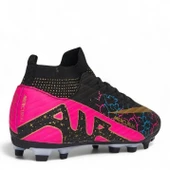Çoraplı Siyah Fuşya Halı Saha Krampon Futbol Ayakkabısı - 2