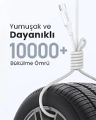 UGREEN USB-C 100W 3A QC PD Silikon Örgülü Hızlı Şarj Kablosu, 1 Metre, Beyaz, 15267 - 4