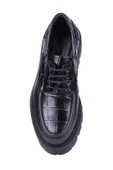 Shoetyle - Siyah Hakiki Deri Croco Desen Bağcıklı Erkek Günlük Ayakkabı 115-K512 thumbnail 5