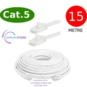 Cat5 Network Internet Ethernet Bilgisayar Kablosu RJ45 - RJ45 15 Metre Patch Kablo - 1