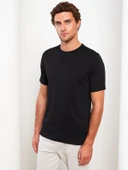 LCWAIKIKI BasicSiyah Bisiklet Yaka Penye Erkek Tişört thumbnail 1
