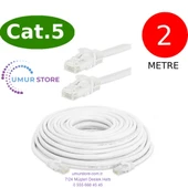 Cat5 Network Internet Ethernet Bilgisayar Kablosu RJ45 - RJ45 2 mt Patch Kablo - 1