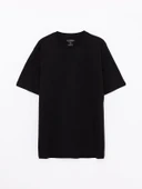 LCWAIKIKI BasicSiyah Bisiklet Yaka Penye Erkek Tişört thumbnail 3