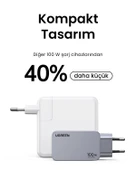 UGREEN Nexode Pro 100W GaN Hızlı Şarj Cihazı USB-C QC PD 2xUSB-C, 1xUSB-A, Uzay Grisi, 25874 - 3