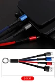 Işıklı Anahtarlık Model 3 in 1 USB Çıkışlı MİKRO,TYPE-C ve İphone Uyumlu Şarj Kablosu thumbnail 8
