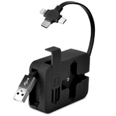 Cep Tipi Telefon Tutuculu Makaralı Uzayıp Kısalabilen 3'ü 1 Arada USB Şarj Kablosu thumbnail 1