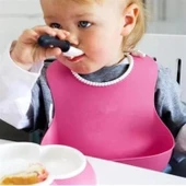 Buffer® Çocuk Bebek Mama Önlüğü Dökülme Engelleyici Bükülebilir Pembe - 1