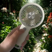 USB ile Şarj Olabilen 3 Ayarlı Fan Modlu Çanta Tipi El Fanı thumbnail 2