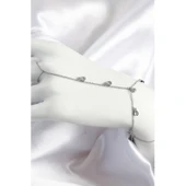 Pirinç Zirkon Taşlı Sallantılı Damla Model Gümüş Renk Kadın Şahmeran - Tj-sn704 - 1