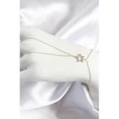 Pirinç Zirkon Taşlı Yıldız Model Gold Renk Kadın Şahmeran - Tj-sn701 - 1