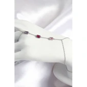 Pirinç Renkli Zirkon Taşlı Dikdörtgen Model Gümüş Renk Kadın Şahmeran - Tj-sn694 - 1